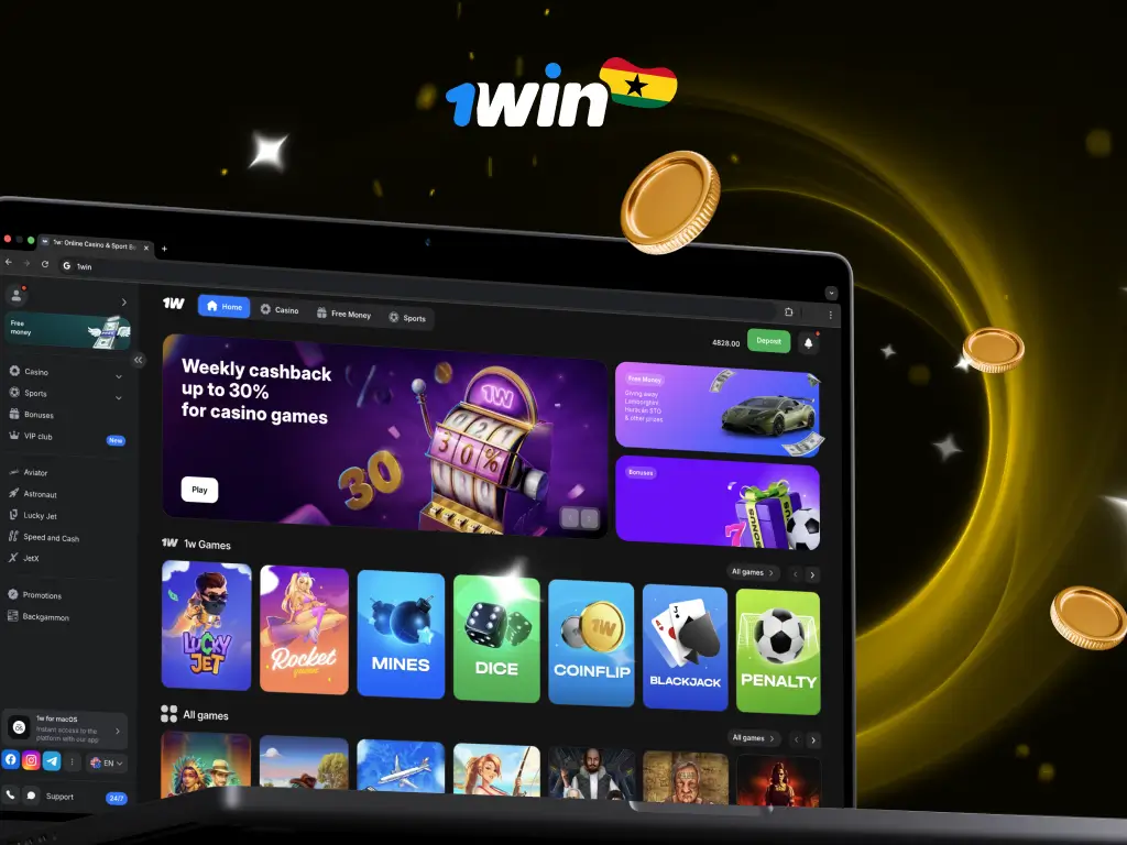 Screenshot of 1win casino, that highlight the process of registration on the platform